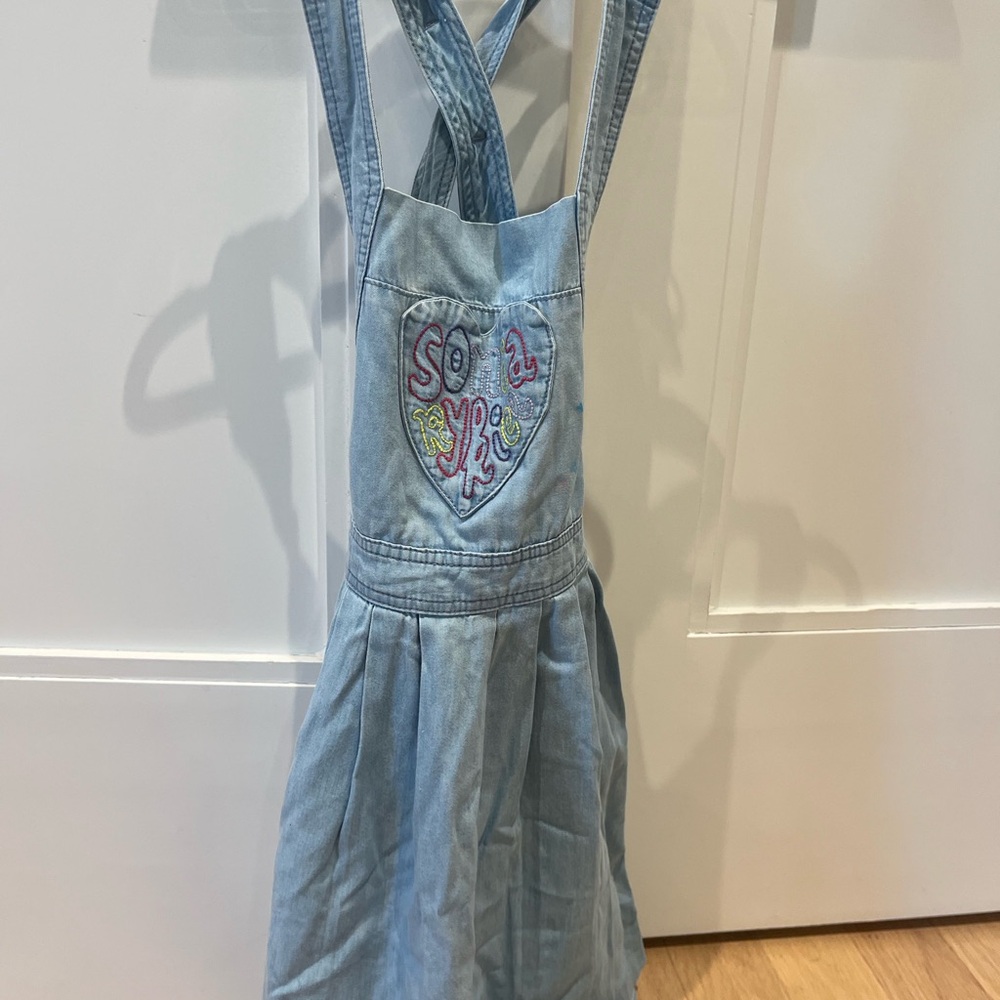 Sonia Rykiel Blue Denim Kids Dress with Heart Embroidery